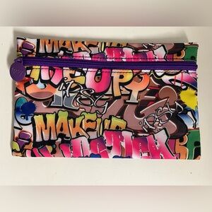 IPSY glam bag makeup bag zipper pouch graffiti 7” X 4.5”